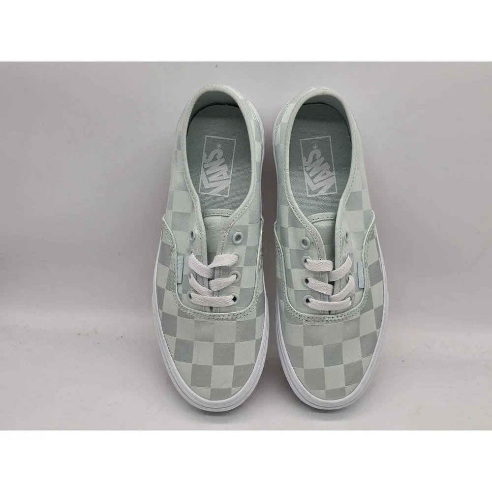 Vans Authentic 5.5 Spa Blue Checkerboard Satin Sneakers Shoes VN000D6G887